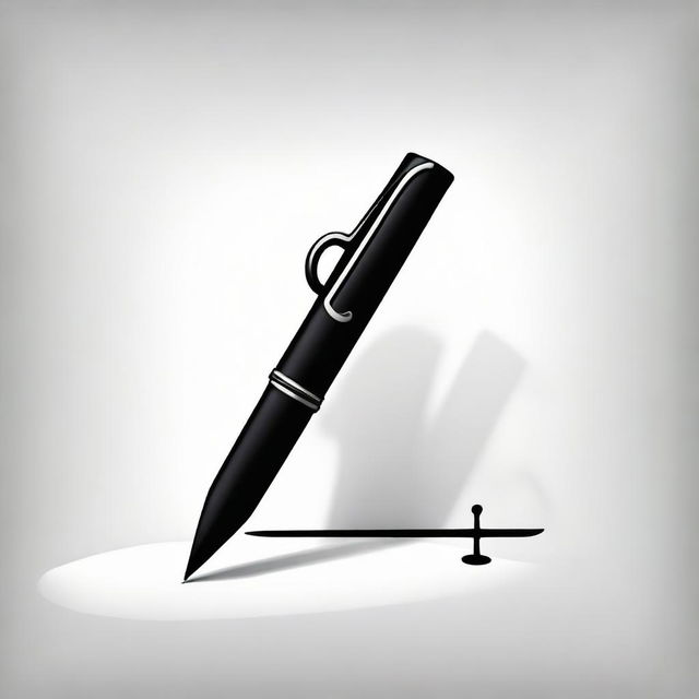 Graphic representation of 'سایه قلم' translated as 'Shadow of the Pen', creatively showcasing a pen casting a a dramatic shadow.