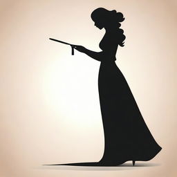 Generate a graphic representation of 'سایه قلم خانم', translated as 'Lady's Pen Shadow', depicting a feminine pen casting an elegant and dramatic shadow.