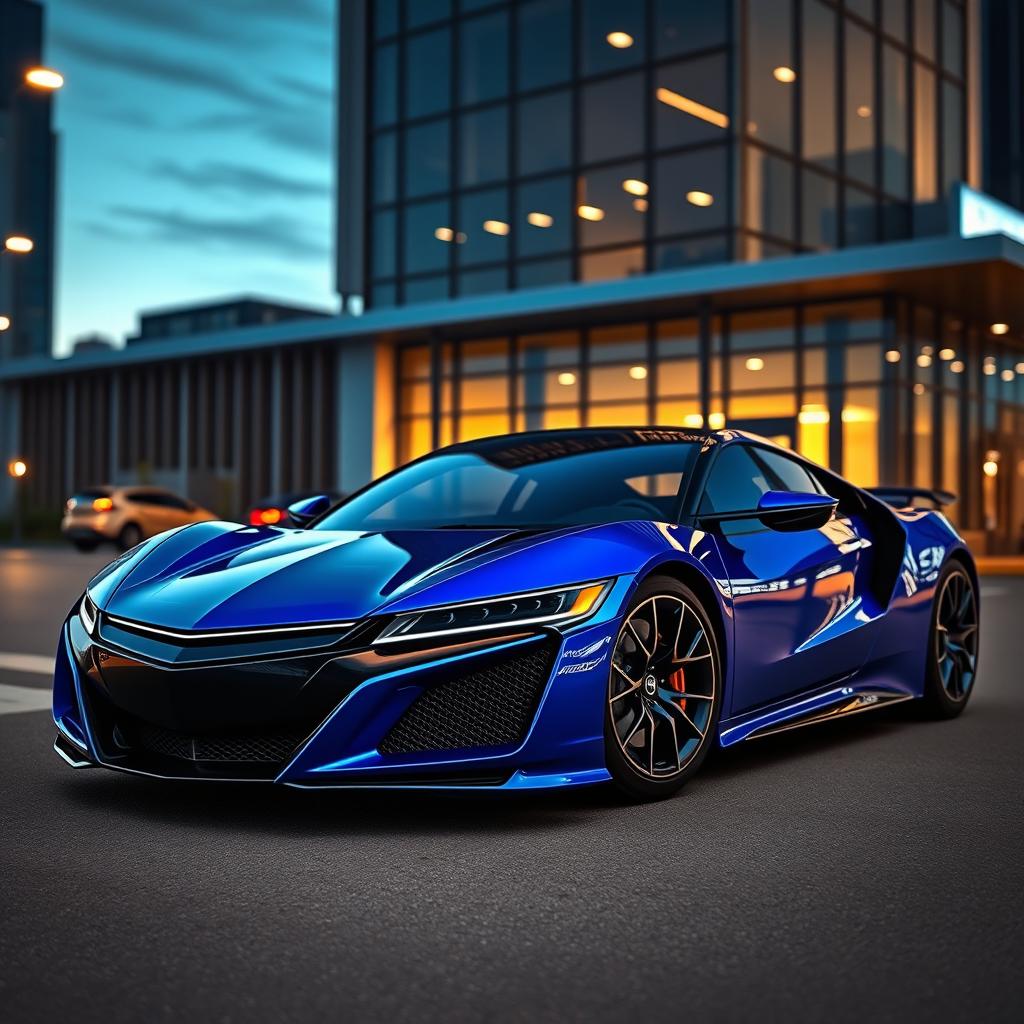 A sleek and modern reimagining of the Acura NSX, featuring an aerodynamic body with sharp lines and a futuristic design language