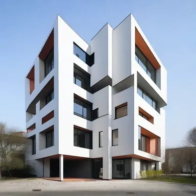 The architect designed a unique anisometric building, with unsymmetrical parts and unequal dimensions, creating a visually striking structure.