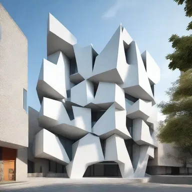 The architect designed a unique anisometric building, with unsymmetrical parts and unequal dimensions, creating a visually striking structure.