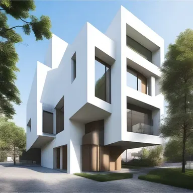 The architect designed a unique anisometric building, with unsymmetrical parts and unequal dimensions, creating a visually striking structure.