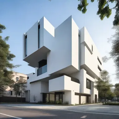 The architect designed a unique anisometric building, with unsymmetrical parts and unequal dimensions, creating a visually striking structure.