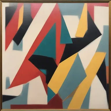 The artist's abstract painting exhibited anisometric shapes and dimensions, inviting the viewer to interpret the asymmetrical composition.