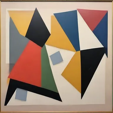 The artist's abstract painting exhibited anisometric shapes and dimensions, inviting the viewer to interpret the asymmetrical composition.