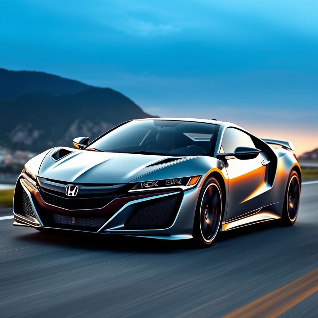 A modernized version of the 1998 Honda NSX, visually updated to reflect current automotive trends while preserving its iconic profile