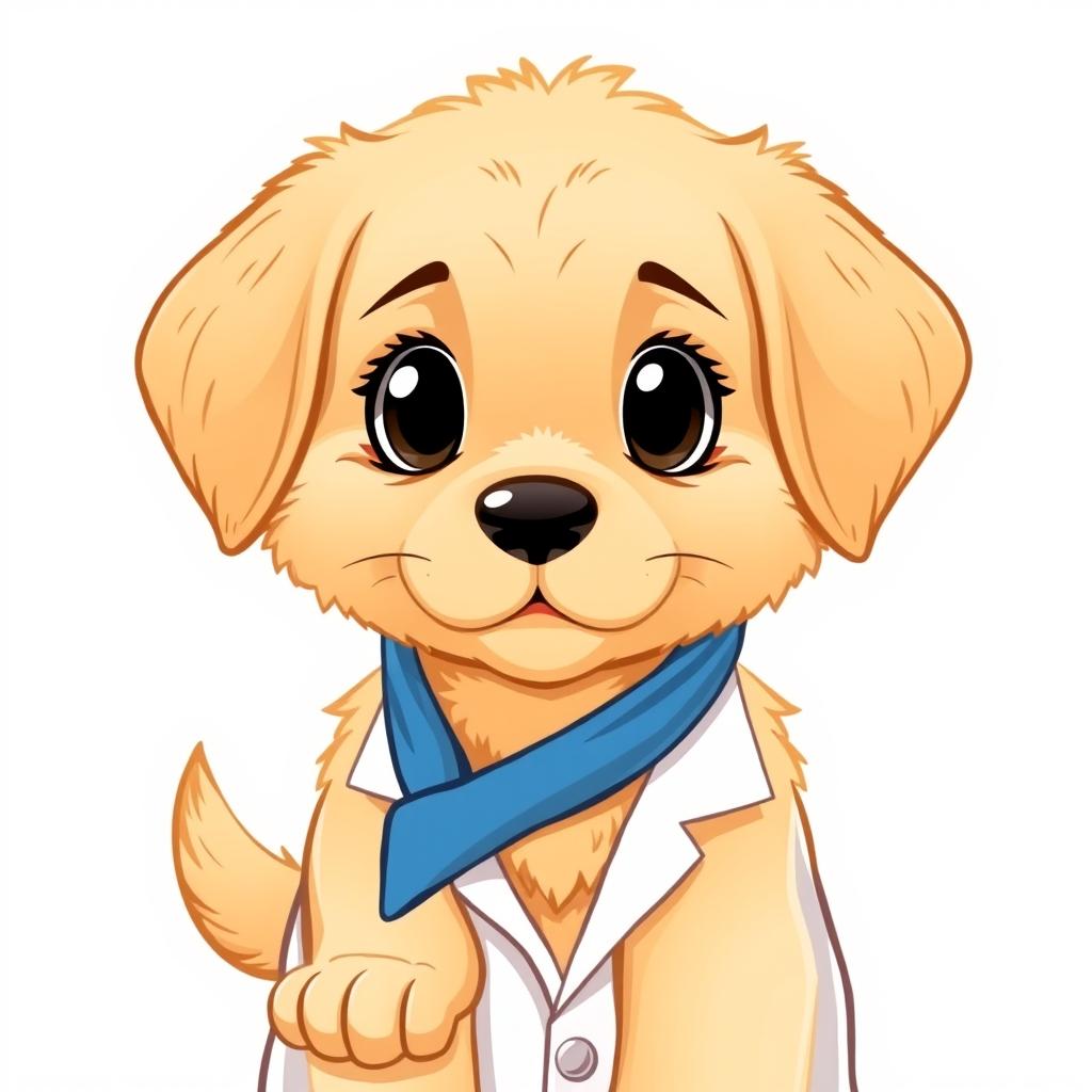 A cute and friendly creole puppy resembling a Golden Retriever, almost realistic, in full body with light golden fluffy fur