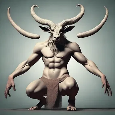 According to the ancient mythology, the mythical creature possessed an anisometric body, with unequal limbs and unsymmetrical horns.