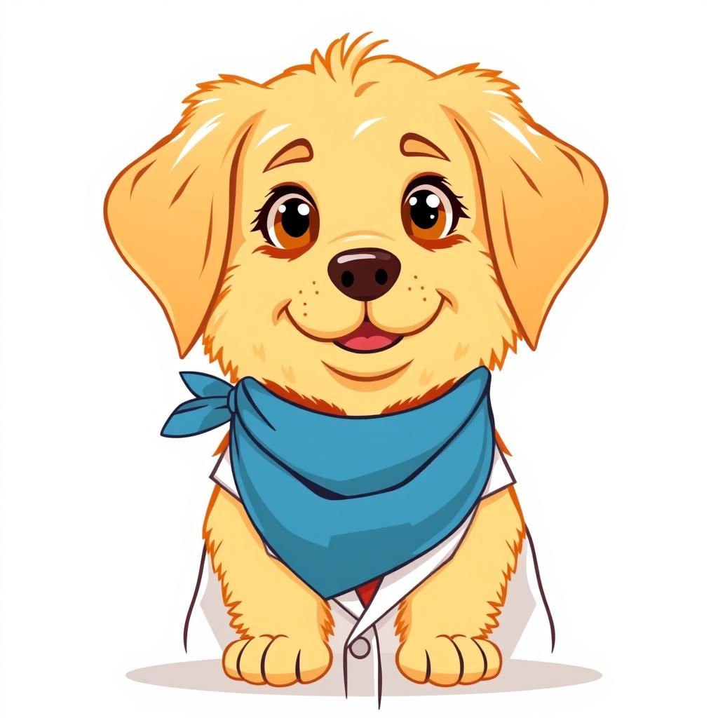 A criollo dog with Golden Retriever traits, depicted in a nearly realistic style, cute and friendly in full-body presentation