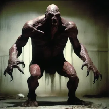 The horror movie depicted an anisometric monster, with unequal limbs and asymmetrical facial features, heightening its terrifying appearance.