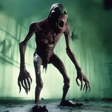 The horror movie depicted an anisometric monster, with unequal limbs and asymmetrical facial features, heightening its terrifying appearance.