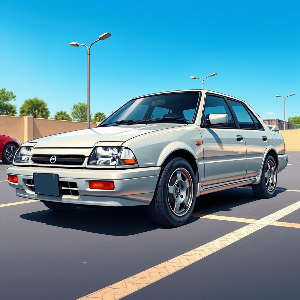 A highly detailed illustration of a Nissan Tsuru 3 car, showcasing its sleek design and distinctive features