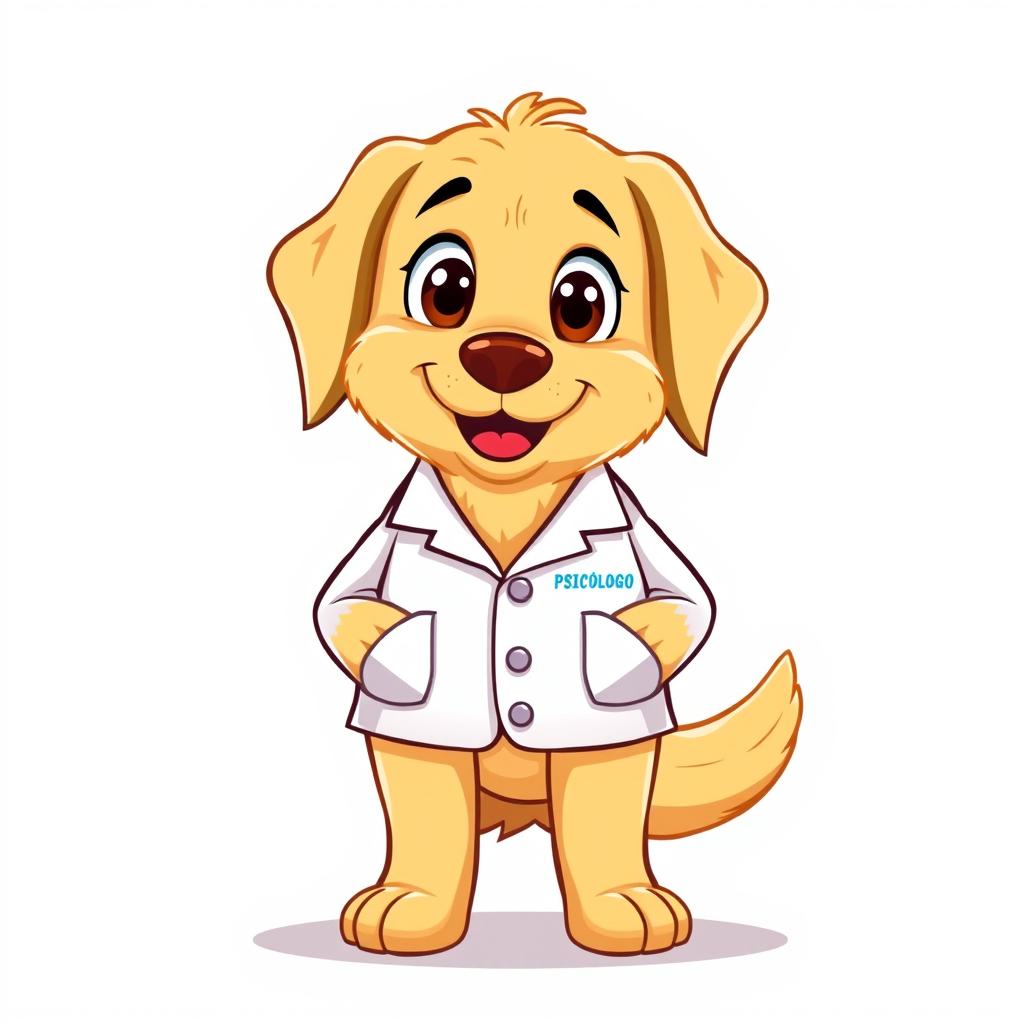 A cartoon-style golden retriever dog standing on two legs in a modern digital illustration