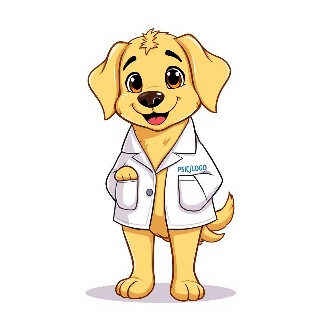 A cartoon-style golden retriever dog standing on two legs in a modern digital illustration