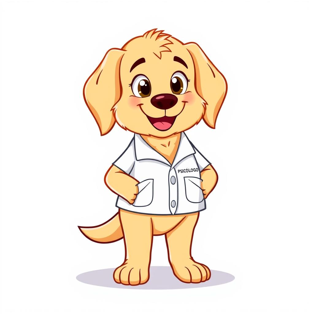 A cartoon-style golden retriever dog standing on two legs in a modern digital illustration