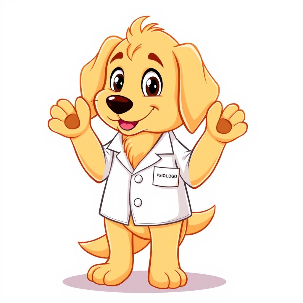 A cartoon-style golden retriever dog standing on two legs in a modern digital illustration