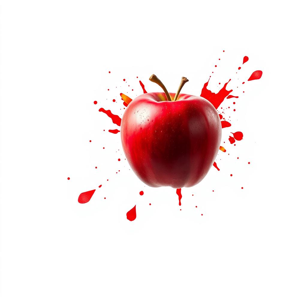 An abstract representation of an apple falling, symbolizing Isaac Newton's discovery of gravity