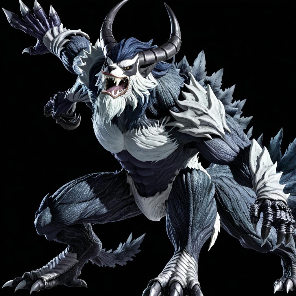 Can you turn this image into a human keeping the beast like details making it fit a villain in the my hero academia universe