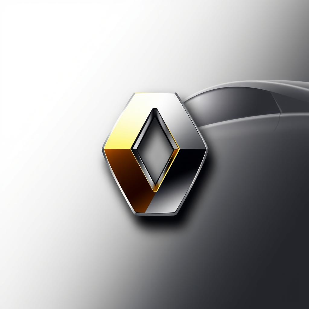 A detailed and artistic depiction of the Renault logo, showcasing its distinctive diamond shape and yellow color scheme