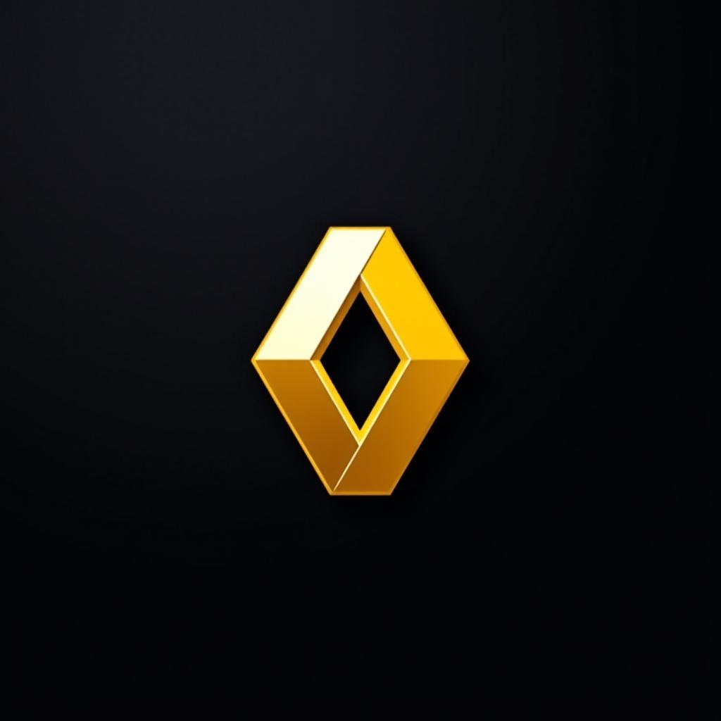 A stylized, high-definition image of the Renault logo, featuring the iconic diamond shape in a bold yellow color on a dark textured background