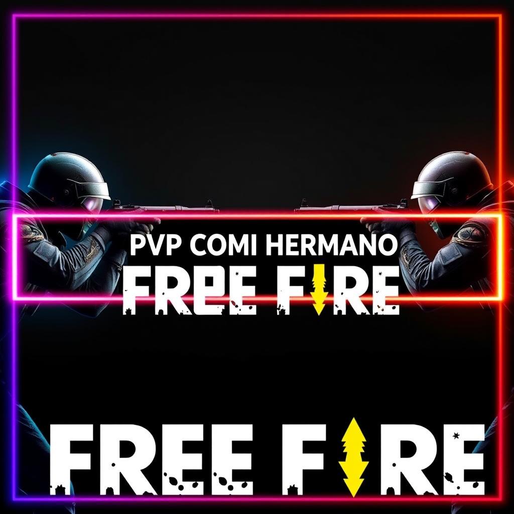 A vibrant YouTube thumbnail for a FREE FIRE gaming video, featuring two characters from the game positioned on opposite sides of the banner, aiming their weapons at each other in a dynamic pose