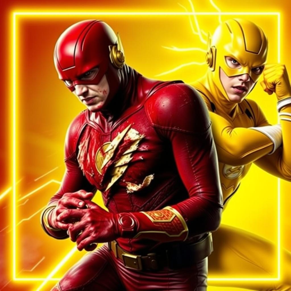 A dynamic YouTube thumbnail featuring Flash and Reverse Flash, emphasizing action and drama