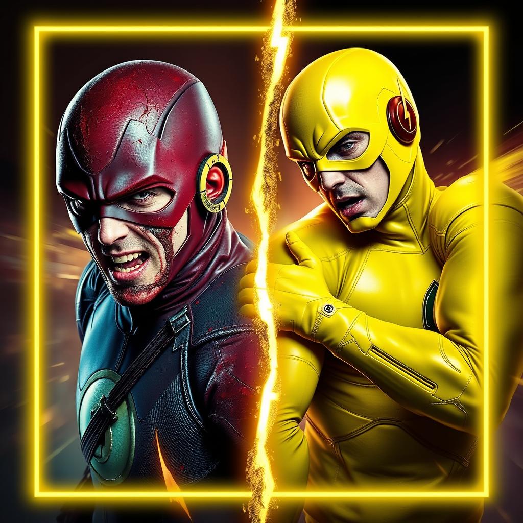 A captivating YouTube thumbnail featuring two characters: Flash and Reverse Flash
