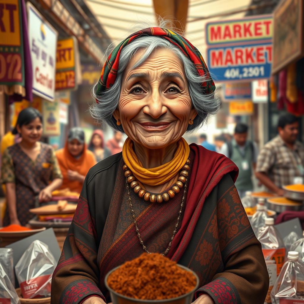 A scene featuring Darva, an elderly woman who is a merchant