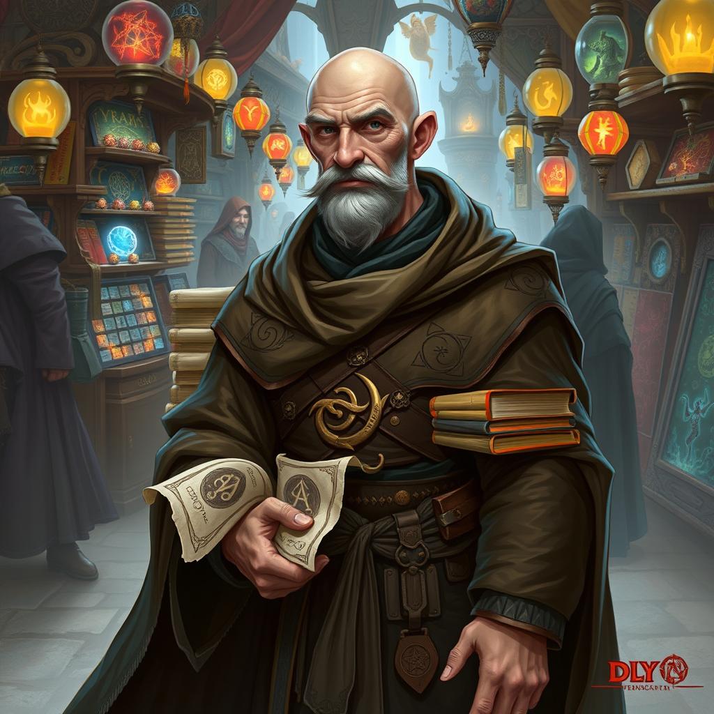 A fantasy merchant character inspired by DnD, named Slyt