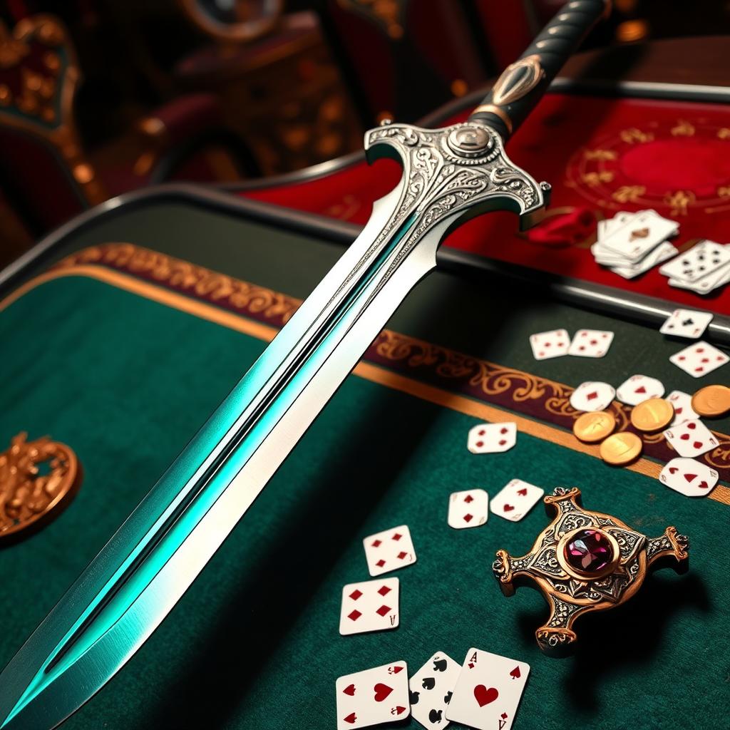 A magnificent long two-handed sword dubbed the Gambler's Blade, designed for both aesthetic beauty and lethal strength