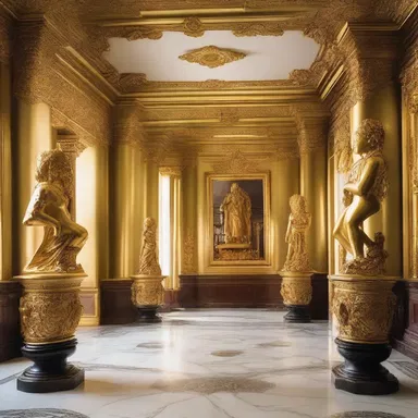 The mansion's luxurious interior was adorned with golden ankus sculptures.