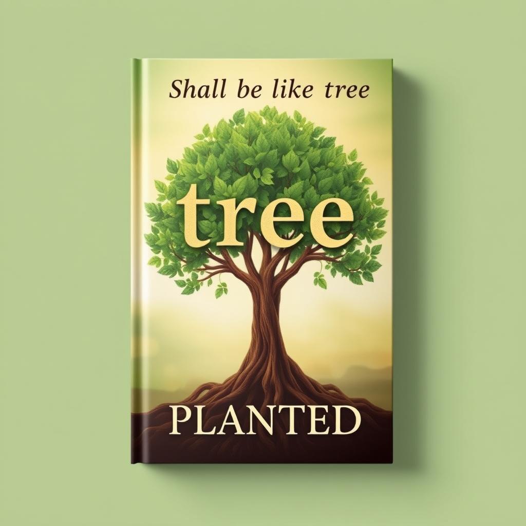 A captivating book cover showcasing a majestic tree design, with lush green leaves and a sturdy trunk