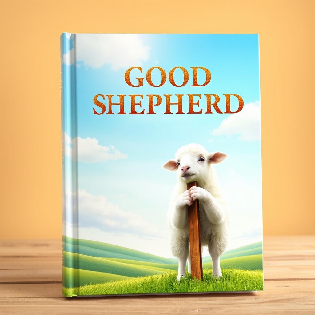 An enchanting book cover design featuring a serene, pastoral landscape depicted in soft, calming colors