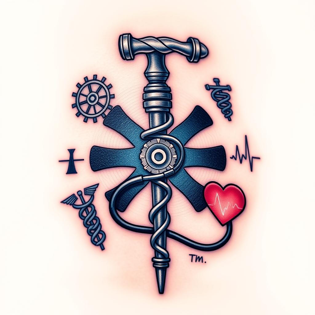 A creative tattoo design inspired by the medical drama House, M