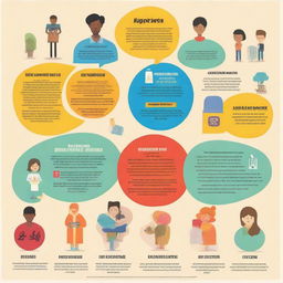 Generate a visually impactful poster in English language depicting the basic rights in a relationship, including symbols and text conveying key concepts like respect, equality, trust, communication, and freedom.