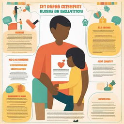 Generate a visually impactful poster in English language depicting the basic rights in a relationship, including symbols and text conveying key concepts like respect, equality, trust, communication, and freedom.