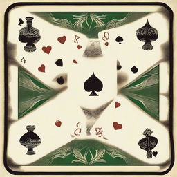 An image of five playing cards on a poker table, face-up, forming a dramatic river. The cards should consist of a 10 of hearts, a jack of diamonds, a queen of spades, a king of clubs, and an ace of hearts, depicting a royal flush.