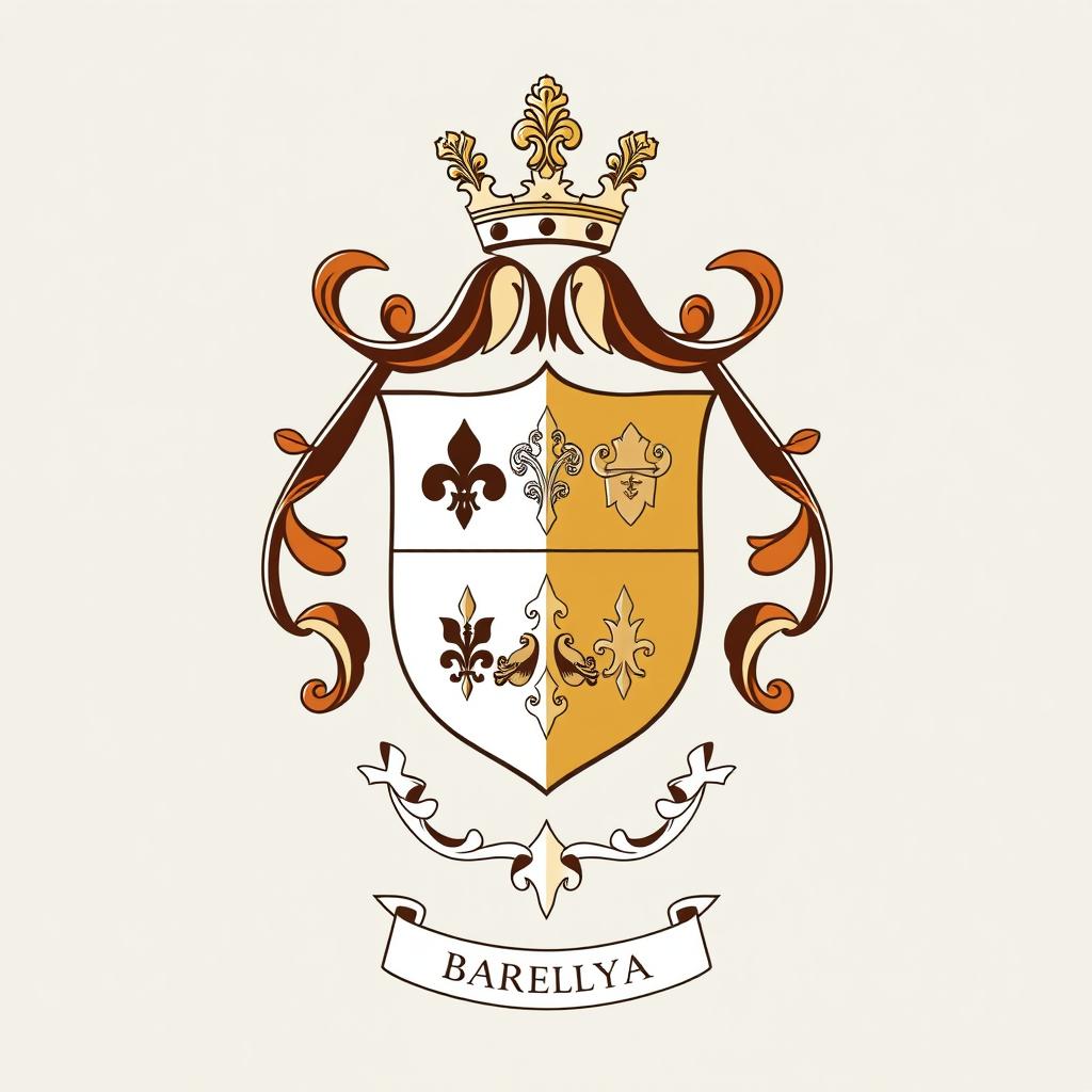 A family crest combining elements from the Daroch family shield and the Barends family shield