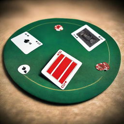 An image of three face-up playing cards on a poker table forming a memorable flop. The cards should consist of a 7 of spades, a 8 of clubs, and a 9 of diamonds, hinting towards a potential straight.