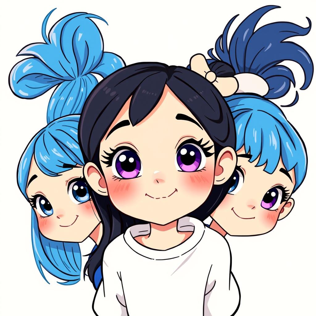 Three girls are looking at the viewer with curious and lovable expressions