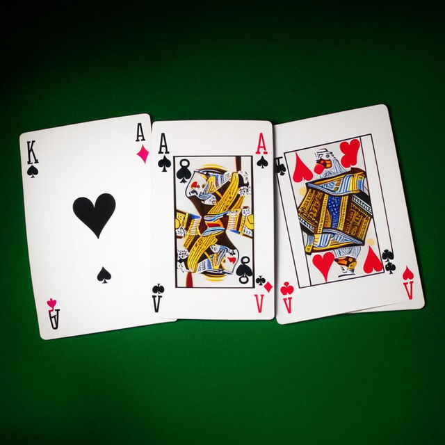 An image of three face-up playing cards on a poker table, forming an impactful flop. The cards are a 2 of hearts, a king of hearts, and a queen of hearts, making the start of a potential flush.
