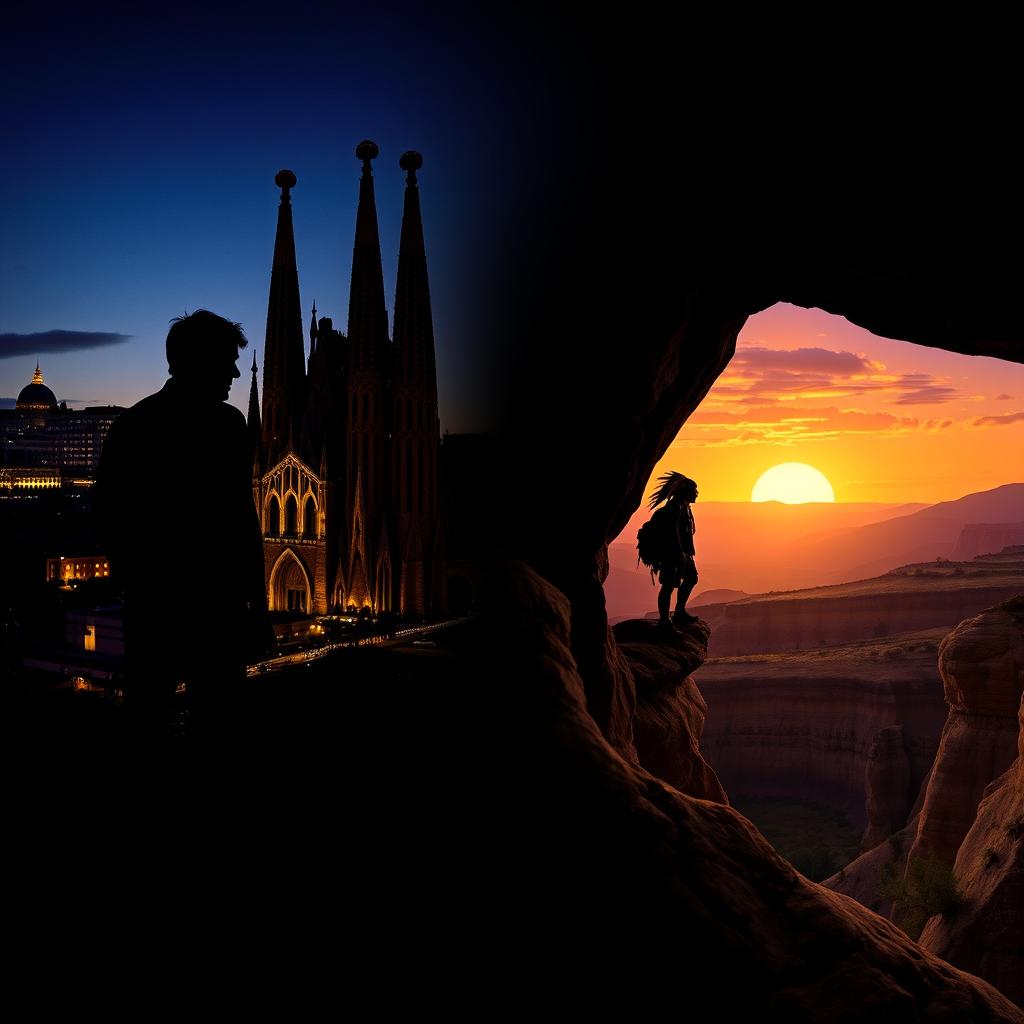 Silhouettes of two men depicted against dramatic backdrops, illustrating their urgent search for their abducted sons