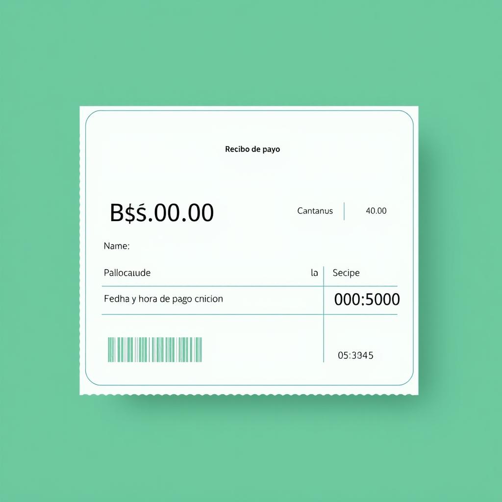 Un recibo de pago digital elegante y moderno, que muestra claramente el importe pagado de Bs50