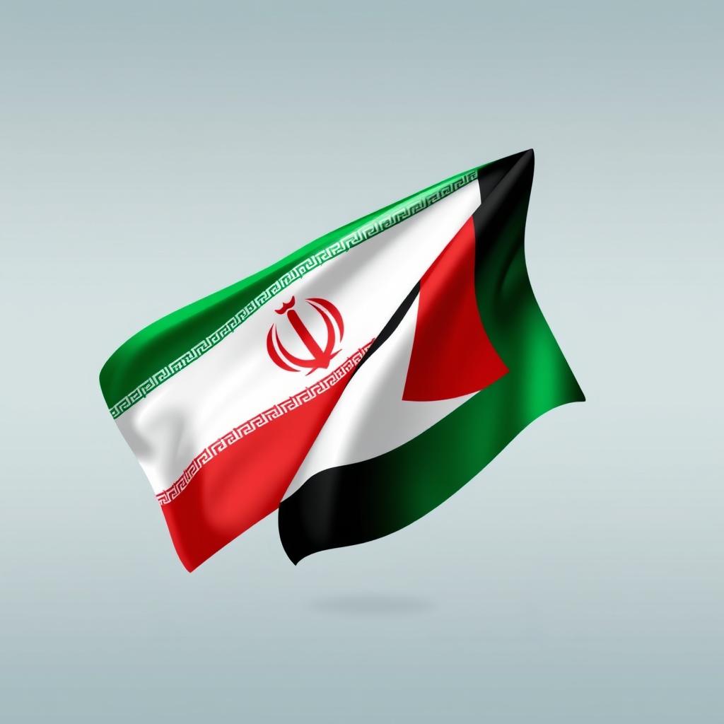 The flags of Iran and Palestine displayed together in a harmonious and artistic composition