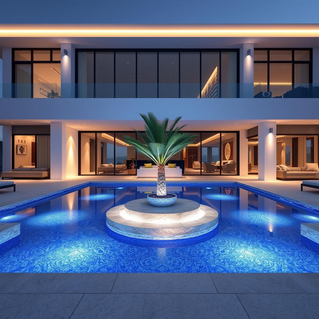 A luxurious villa in Bandar Abbas featuring a stunning zero-entry pool inspired by the beaches of Madrid
