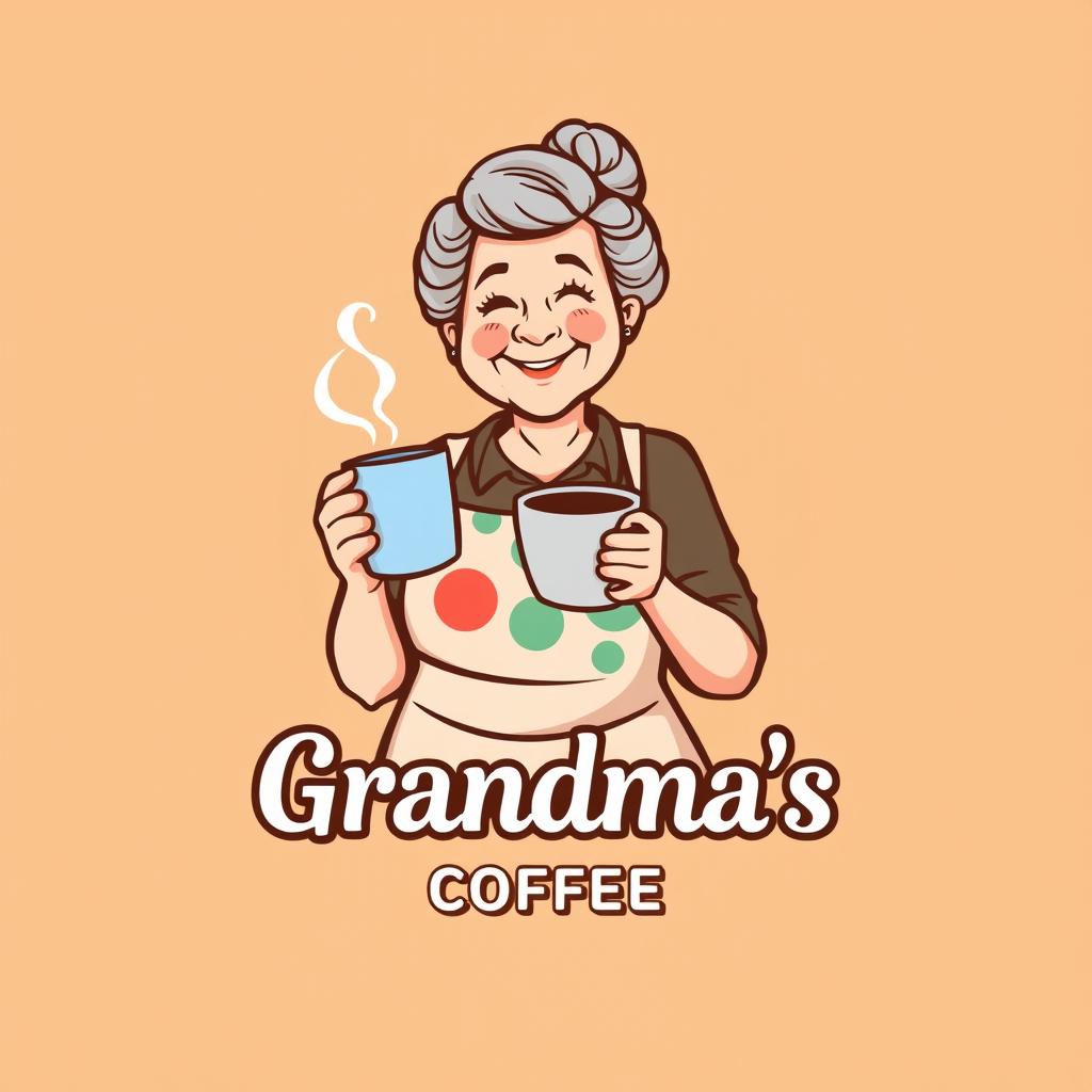 A logo design for a coffee brand named 'Grandma's Coffee'