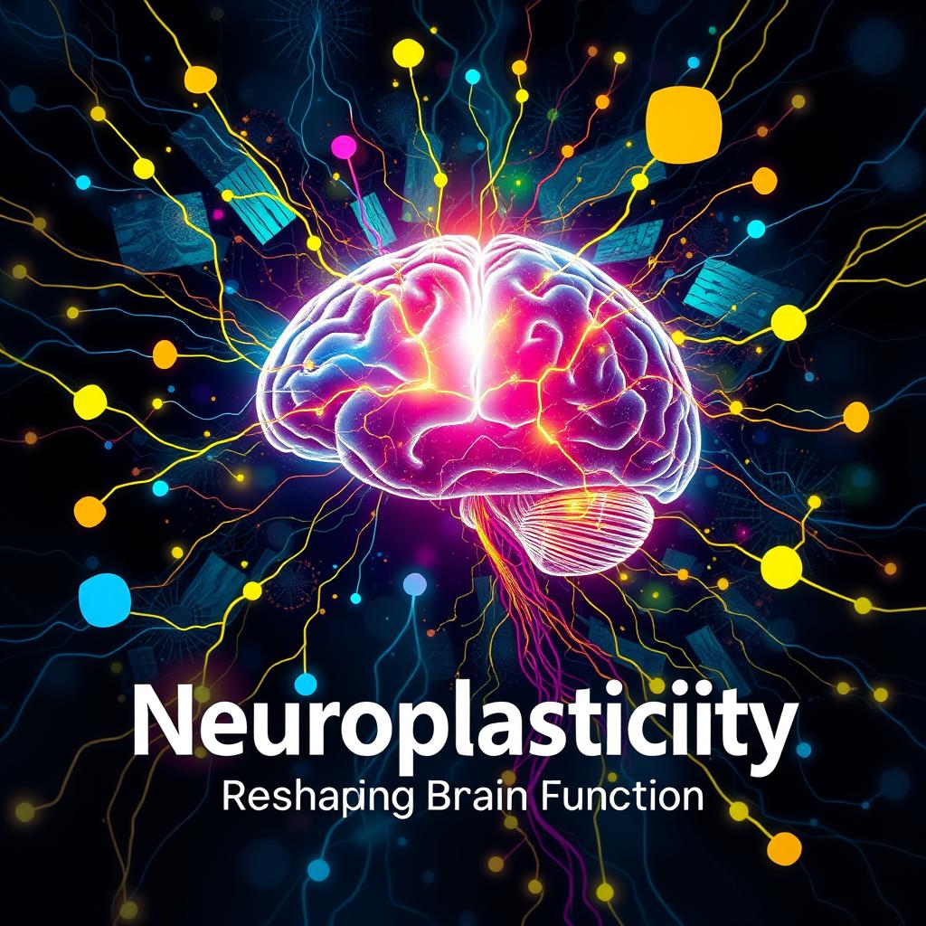 An A4-sized book cover background design for 'Neuroplasticity: Reshaping Brain Function'