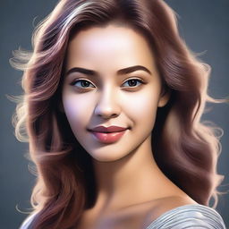 A high-quality digital art piece portraying a young woman with striking features