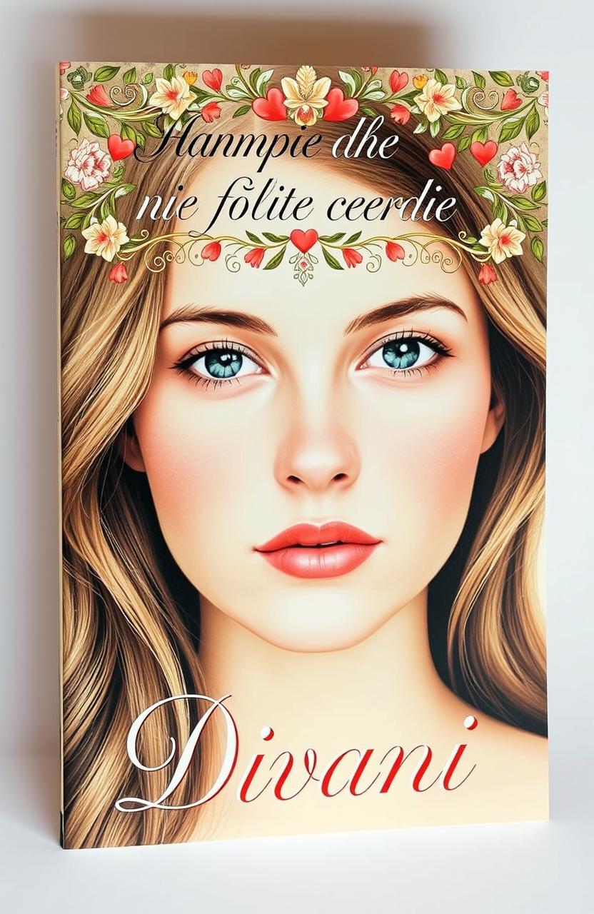 A stunning book cover design featuring a beautiful portrait of a friend's face, capturing her unique proportions and features