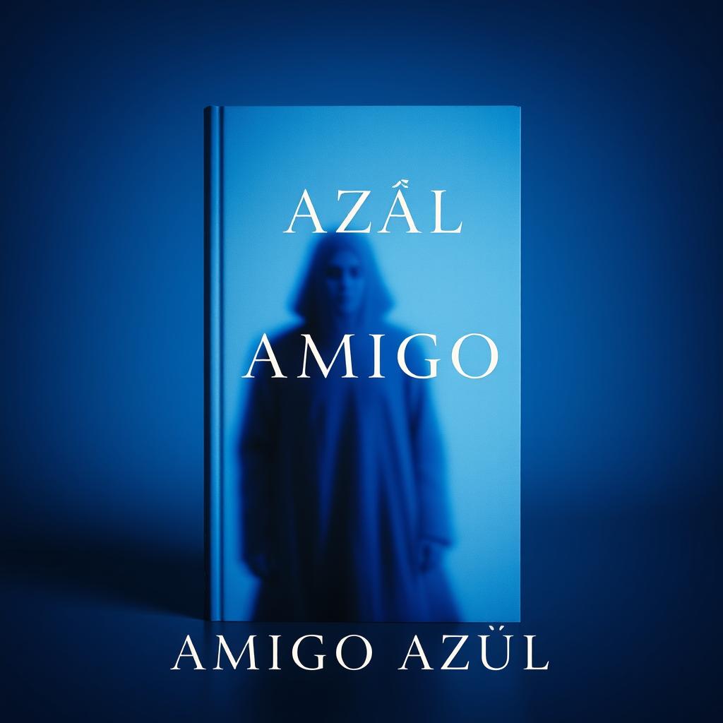 Book cover for 'AMIGO AZÚL', featuring a gradient background transitioning from light blue to dark blue